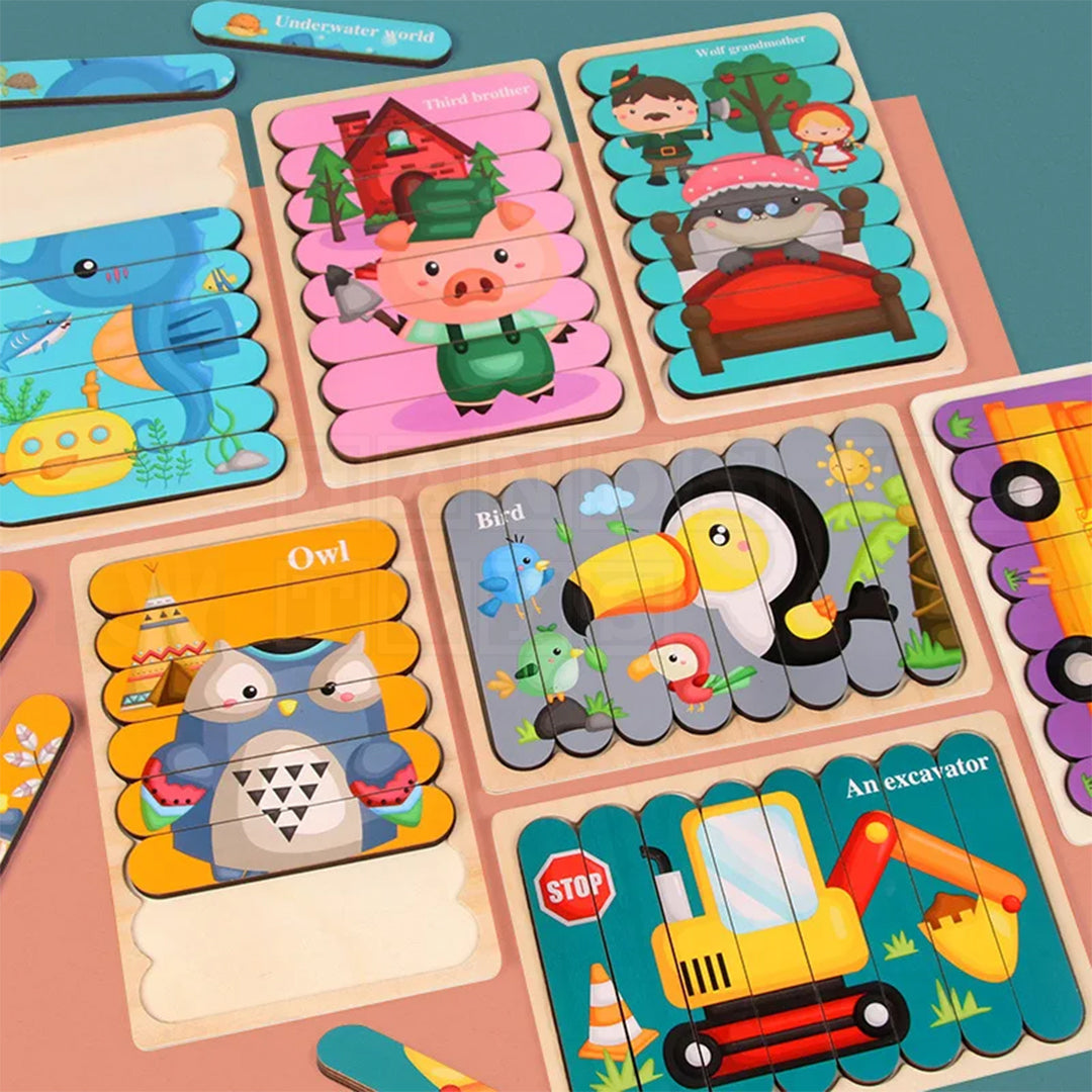 Double Puzzle™ Wooden Double-sided Puzzle-Puzzles-Hands-On Toys