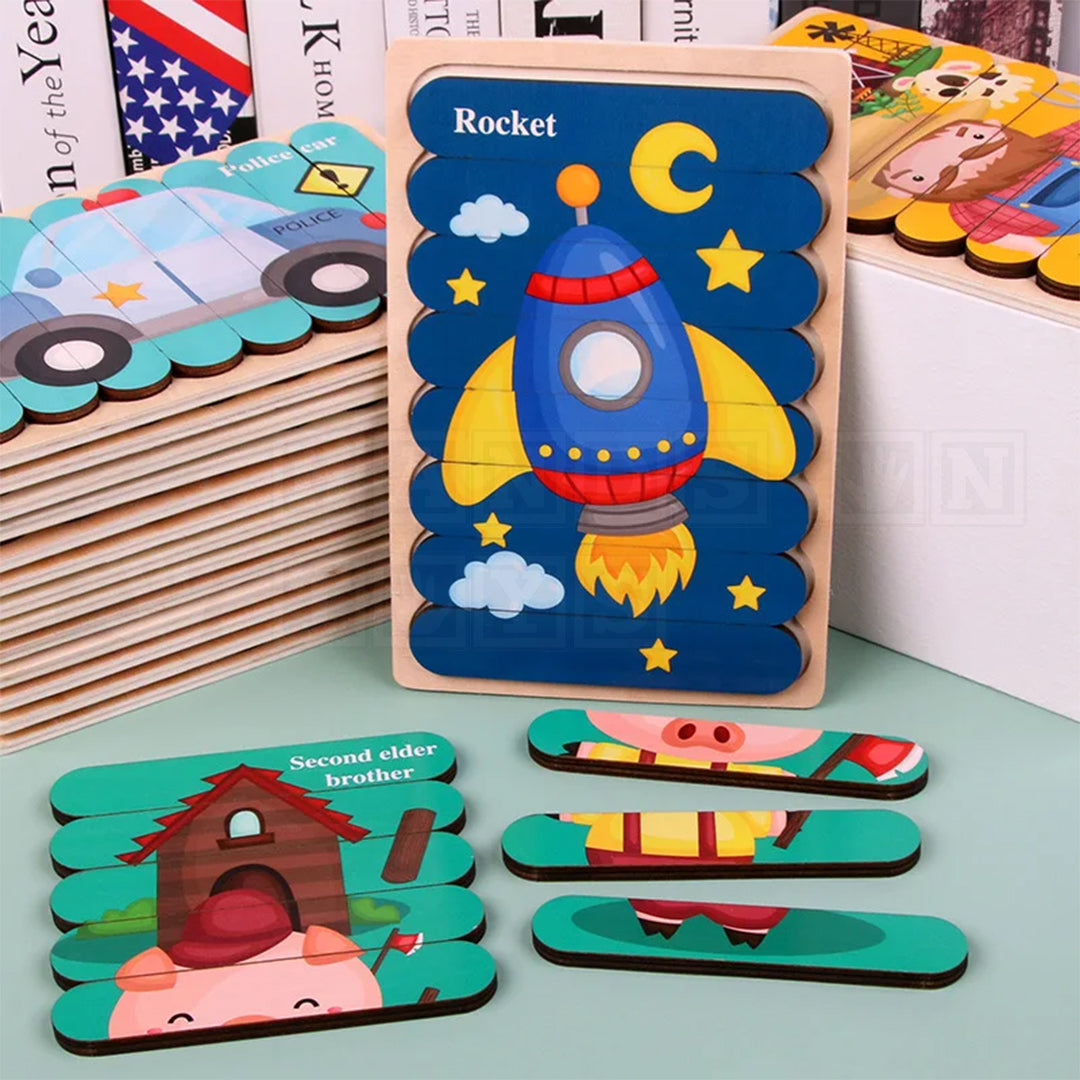Double Puzzle™ Wooden Double-sided Puzzle-Puzzles-Hands-On Toys