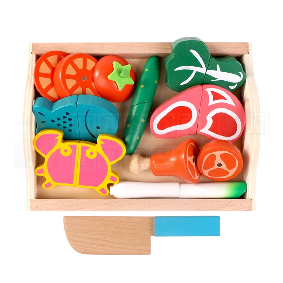 SliceWise™ Wooden Food Cutting Set  Practical Life Toys.