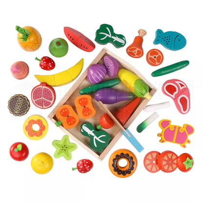 SliceWise™ Wooden Food Cutting Set  Practical Life Toys.