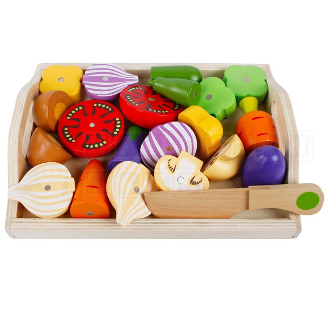 SliceWise™ Wooden Food Cutting Set  Practical Life Toys.