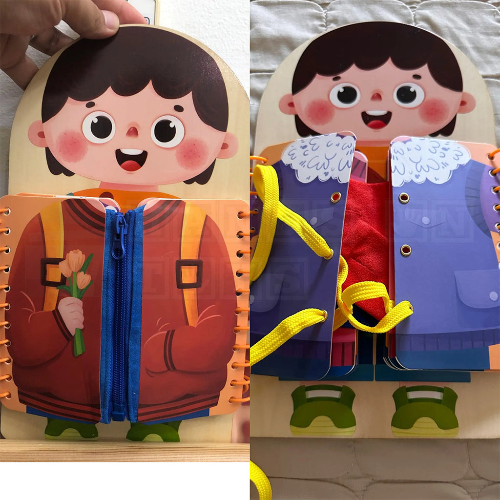 ZipMan™ Dressing Wooden Busy Board-Hands-On Toys